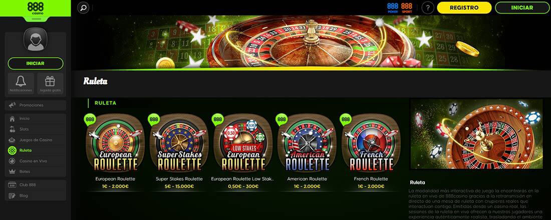 Juegos de ruleta 888casino